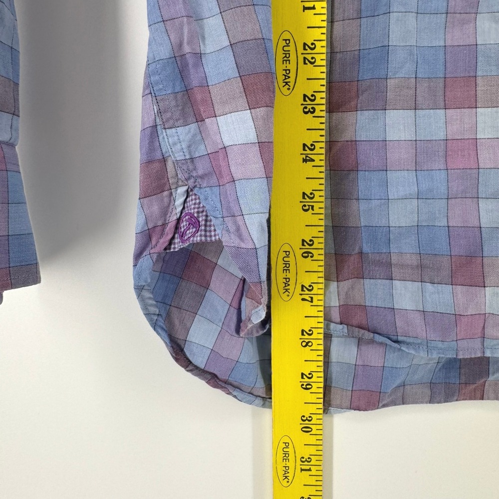 Hammer Made Button Down Shirt 43/17 Large Blue Purple Plaid Long Sleeve Cotton - Picture 6 of 8